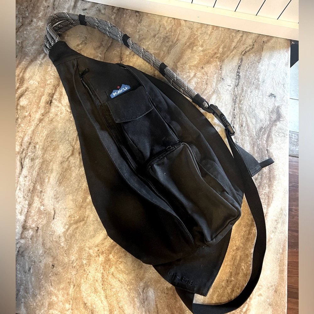 Black KAVU rope sling bag